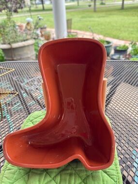 Terracotta Boot Glazed Inside for Bowl or Stand-up Figurine 7in tall 6in Wide